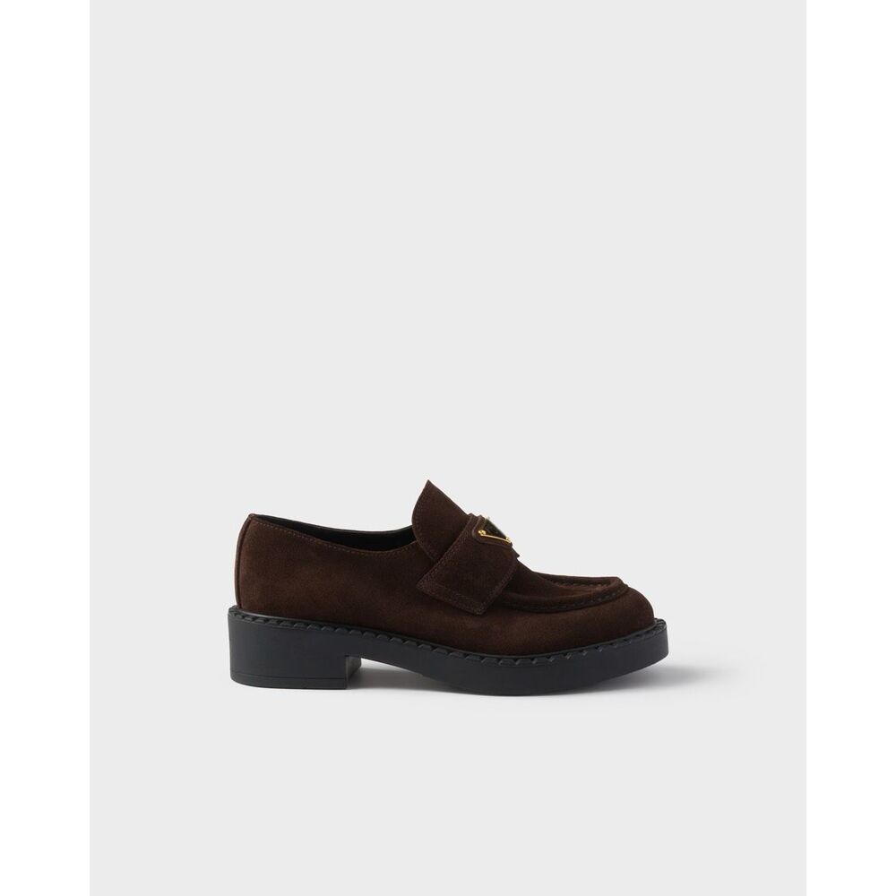 PRADA Chocolate suede loafers EU 39 / US 9 $1250 - Picture 2 of 16